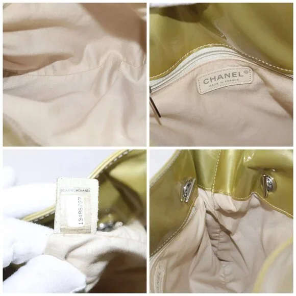 CHANEL COCO Mark Chain Shoulder Bag Patent leather Gold CC Auth 152287 - Picture 15 of 16